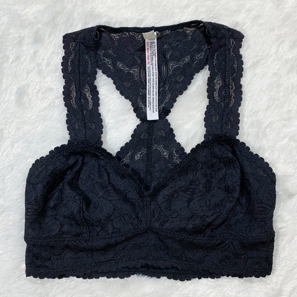 Int Free People Galloon Lace Racerback Bra Black - Picture 4 of 10